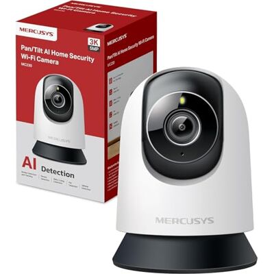 MERCUSYS [Nuevo MC230-3K 5MP Cámara de Vigilancia Interior 360°, WiFi 2.4GHz, Visión Nocturna, Audio bidireccional, Detección de IA, Compatible con Alexa Google Samsung, MicroSD hasta 512 GB MERCUSYS [Nuevo MC230-3K 5MP Cámara de Vigilancia Interior 360°, WiFi 2.4GHz, Visión Nocturna, Audio bidireccional, Detección de IA, Compatible con Alexa Google Samsung, MicroSD hasta 512 GB