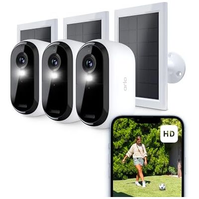 Arlo Essential 2 Camara Vigilancia WiFi Exterior + Panel Solar (3), HD, Camara Vigilancia WiFi Interior, Sensor de Movimiento, Alarmas Para Casa, Prueba Secure Incluida, 3 Cámaras, Blancas Arlo Essential 2 Camara Vigilancia WiFi Exterior + Panel Solar (3), HD, Camara Vigilancia WiFi Interior, Sensor de Movimiento, Alarmas Para Casa, Prueba Secure Incluida, 3 Cámaras, Blancas