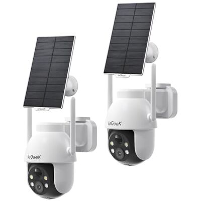 ieGeek 3MP Camara Vigilancia WiFi Exterior Solar con Bateria Sin Cables, Camara Vigilancia Exterior Solar Visión Nocturna Color, PTZ 360° App Remoto, Humana Detección, IP65, Voz Bidireccional (2PCS) ieGeek 3MP Camara Vigilancia WiFi Exterior Solar con Bateria Sin Cables, Camara Vigilancia Exterior Solar Visión Nocturna Color, PTZ 360° App Remoto, Humana Detección, IP65, Voz Bidireccional (2PCS)