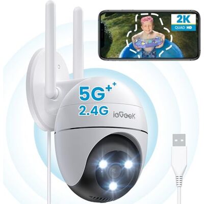 ieGeek ieGee 2K Cámara Vigilancia Exterior con 2,4G/5G WiFi, Detección de Humano, Seguimiento Automático, Visión Nocturna Color, Alarma de Luz y Sonido, Grabación Continua, Compatible Alexa ieGeek ieGee 2K Cámara Vigilancia Exterior con 2,4G/5G WiFi, Detección de Humano, Seguimiento Automático, Visión Nocturna Color, Alarma de Luz y Sonido, Grabación Continua, Compatible Alexa