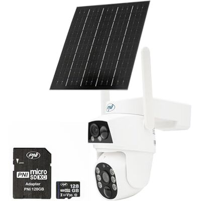 PNI Paquete de cámara de videovigilancia PTZ gsm 4G IP894 y Tarjeta de Memoria de 128 GB PNI Paquete de cámara de videovigilancia PTZ gsm 4G IP894 y Tarjeta de Memoria de 128 GB