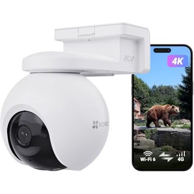 EZVIZ 4K Camara Vigilancia Exterior 4G WiFi Dual con Batería, 360° PTZ con AOV, Detección de Animal Salvaje/Persona/Vehículo, Visión Nocturna Color, Seguimiento Automático, Defensa Activa, EB8 Pro 4G EZVIZ 4K Camara Vigilancia Exterior 4G WiFi Dual con Batería, 360° PTZ con AOV, Detección de Animal Salvaje/Persona/Vehículo, Visión Nocturna Color, Seguimiento Automático, Defensa Activa, EB8 Pro 4G