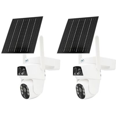 PNI Paquete de 2 cámaras de videovigilancia PTZ gsm 4G IP894, Doble Lente de 2MP + 2MP, Panel Solar de 5.5W, batería de 8000mAh. PNI Paquete de 2 cámaras de videovigilancia PTZ gsm 4G IP894, Doble Lente de 2MP + 2MP, Panel Solar de 5.5W, batería de 8000mAh.