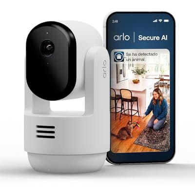 Arlo Essential 3 Indoor PTZ 2K con Rotación Horizontal, Vertical y Zoom, Vigilancia Bebe/Mascotas, Sensor de Movimiento, Visión Nocturna, Prueba Secure Incluida, con Cubierta de Lente, 1 Cámara Arlo Essential 3 Indoor PTZ 2K con Rotación Horizontal, Vertical y Zoom, Vigilancia Bebe/Mascotas, Sensor de Movimiento, Visión Nocturna, Prueba Secure Incluida, con Cubierta de Lente, 1 Cámara