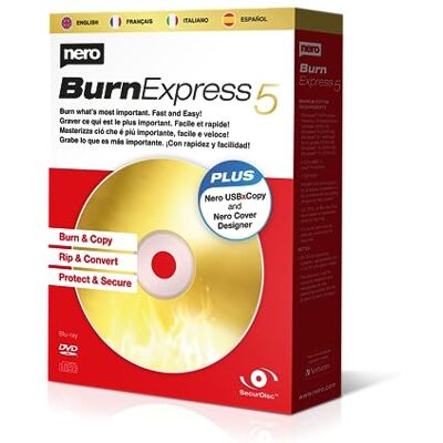 Ahead Burn Express 5 Grabar Copiar Ripear Convertir Copia de seguridad Proteger para películas, fotos, música y datos 1 PC Windows 11 / 10 / 8 / 7 Ahead Burn Express 5 Grabar Copiar Ripear Convertir Copia de seguridad Proteger para películas, fotos, música y datos 1 PC Windows 11 / 10 / 8 / 7