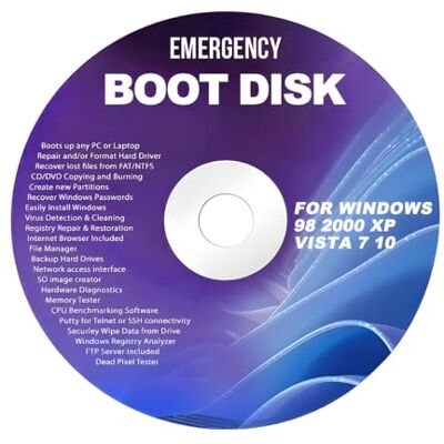 VsoxA DVD For Windows Emergency Boot Disk For Windows 98, 2000, XP, Vista, 7, 10 PC Repair DVD All in One Tool (Latest Version) VsoxA DVD For Windows Emergency Boot Disk For Windows 98, 2000, XP, Vista, 7, 10 PC Repair DVD All in One Tool (Latest Version)