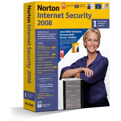 Symantec Norton Internet Security 2008 + Norton Antibot 1.0 Seguridad y antivirus (Kit de disco, 1 usuario(s), DEU, 350 MB, 256 MB, 600 MHz) Symantec Norton Internet Security 2008 + Norton Antibot 1.0 Seguridad y antivirus (Kit de disco, 1 usuario(s), DEU, 350 MB, 256 MB, 600 MHz)