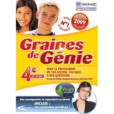 Difuzed Graines de G�nie 2�me Secondaire 13-14 ans (Edition 2009) : PC DVD ROM , FR Difuzed Graines de G�nie 2�me Secondaire 13-14 ans (Edition 2009) : PC DVD ROM , FR