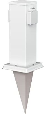 ledscom.de Portalámpara de jardín Polly con piqueta de Suelo para Exteriores, 2 Conectores, Acero Inoxidable, Angular, Blanco, 27cm