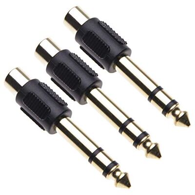 Keple Adaptador RCA de 6.35 mm a 1, Conector de 1/4 Pulgada a un Conector de Fono, Conector Macho estéreo a Hembra RCA, convertidor TRS Chapado en Oro (Paquete de 3) Keple Adaptador RCA de 6.35 mm a 1, Conector de 1/4 Pulgada a un Conector de Fono, Conector Macho estéreo a Hembra RCA, convertidor TRS Chapado en Oro (Paquete de 3)