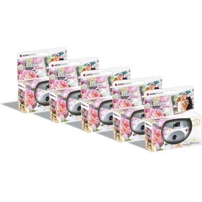 AgfaPhoto Pack 5 x 601025 – Cámara desechable LeBox Wedding, 27 Fotos, Lente óptica de 31 mm – Gris AgfaPhoto Pack 5 x 601025 – Cámara desechable LeBox Wedding, 27 Fotos, Lente óptica de 31 mm – Gris