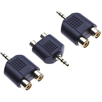 Keple Adaptador Estéreo Macho a 2 RCA Hembra de 3,5 mm para Computadora Portátil, Teléfono Inteligente, Enchufe para Auriculares AUX-IN TRS a Phono 2x RCA, Convertidor de Audio, Enchapado en Oro 3 Paquetes Keple Adaptador Estéreo Macho a 2 RCA Hembra de 3,5 mm para Computadora Portátil, Teléfono Inteligente, Enchufe para Auriculares AUX-IN TRS a Phono 2x RCA, Convertidor de Audio, Enchapado en Oro 3 Paquetes