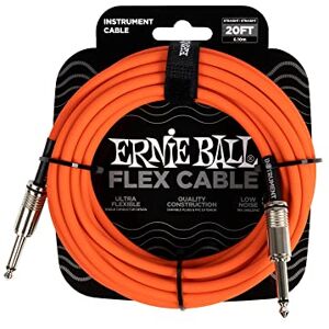 Ernie Ball Flex Cable para instrumentos, recto/recto, 6.1m Anaranjado Ernie Ball Flex Cable para instrumentos, recto/recto, 6.1m Anaranjado