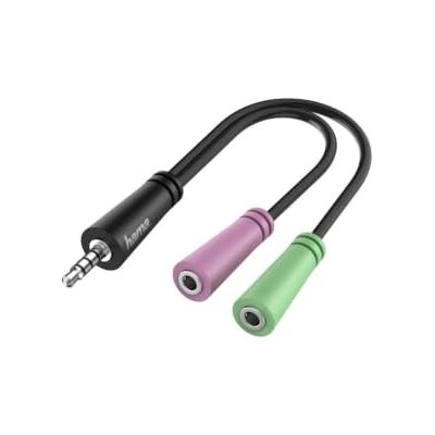 Hama Adaptador de PC (Adaptador con 1 conector Jack 3,5mm y 2 conectores jack de 3,5mm macho, 0,15m de longitud, Para un Sonido de Alta Resolución) Color Negro Hama Adaptador de PC (Adaptador con 1 conector Jack 3,5mm y 2 conectores jack de 3,5mm macho, 0,15m de longitud, Para un Sonido de Alta Resolución) Color Negro