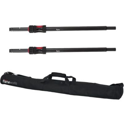 Gator Frameworks Juego de subpoles para altavoces de la serie ID de con bolsa de transporte acolchada de nylon; Conjunto de 2 soportes () Gator Frameworks Juego de subpoles para altavoces de la serie ID de con bolsa de transporte acolchada de nylon; Conjunto de 2 soportes ()