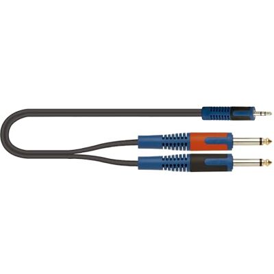 QUIK LOK Roksolid Cable jack a mini jack con conector mono (2 x 6,3 mm a 1 x 3,5 mm, 5 m) QUIK LOK Roksolid Cable jack a mini jack con conector mono (2 x 6,3 mm a 1 x 3,5 mm, 5 m)