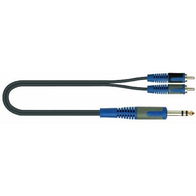 QUIK LOK Roksolid 2m 2x Male Phono to 1x 6.3mm Stereo Jack Audio Cable QUIK LOK Roksolid 2m 2x Male Phono to 1x 6.3mm Stereo Jack Audio Cable