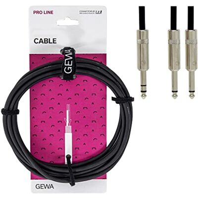 GEWA Cable de inserción Pro Line 1,5 m, negro, conector REAN, 1x clavija estéreo de 6,3 mm 2x clavija mono de 6,3 mm, GEWA Cable de inserción Pro Line 1,5 m, negro, conector REAN, 1x clavija estéreo de 6,3 mm 2x clavija mono de 6,3 mm,