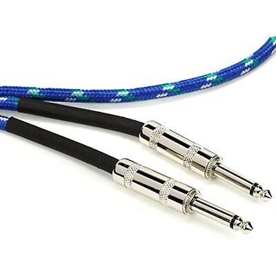 Hosa , Cloth Guitar Cable, Straight to Same, 18 ft, BU/GN/WH Hosa , Cloth Guitar Cable, Straight to Same, 18 ft, BU/GN/WH