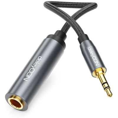 deleyCON 3,5mm a 6,3mm Jack ESTÉREO AUX Audio Adaptador TRS 3,5mm Conector a 6,3mm Hembra, 20cm para Auriculares, Altavoz, Guitarra, Amplificador, HiFi deleyCON 3,5mm a 6,3mm Jack ESTÉREO AUX Audio Adaptador TRS 3,5mm Conector a 6,3mm Hembra, 20cm para Auriculares, Altavoz, Guitarra, Amplificador, HiFi