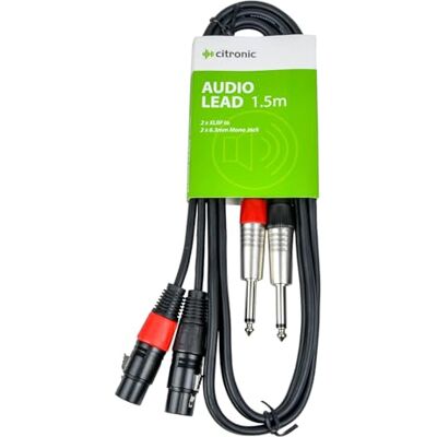 Citronic Chord 2 conectores XLR hembra a 2 conectores mono de 6,3 mm Classic Sterero Audio Cable 1,5 m Citronic Chord 2 conectores XLR hembra a 2 conectores mono de 6,3 mm Classic Sterero Audio Cable 1,5 m