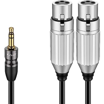 J&D 3.5mm (1/8) Macho a Doble XLR Hembra Cable, Cable Adaptador de Audio Estéreo No Balanceado de 2 XLR Hembra a 1/8 TRS Macho para Portátil Micrófono DSLR Cámara, 1,8 m J&D 3.5mm (1/8) Macho a Doble XLR Hembra Cable, Cable Adaptador de Audio Estéreo No Balanceado de 2 XLR Hembra a 1/8 TRS Macho para Portátil Micrófono DSLR Cámara, 1,8 m