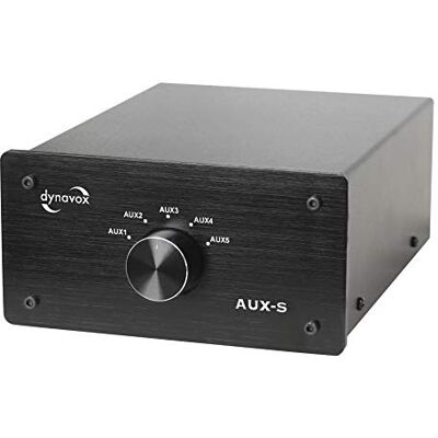 Dynavox AUX-S, Interruptor de expansión de Entrada en Carcasa de Metal con 5 entradas RCA, para amplificadores estéreo y Surround, Color Negro Dynavox AUX-S, Interruptor de expansión de Entrada en Carcasa de Metal con 5 entradas RCA, para amplificadores estéreo y Surround, Color Negro