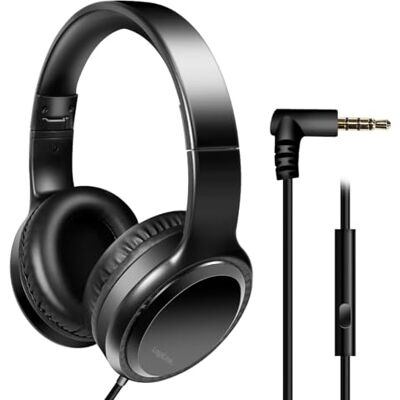 LogiLink Auriculares estéreo con micrófono, Ajustable y Plegable, Conector Jack de 3,5 mm (ángulo de 90°), Longitud del Cable = 1,20 m LogiLink Auriculares estéreo con micrófono, Ajustable y Plegable, Conector Jack de 3,5 mm (ángulo de 90°), Longitud del Cable = 1,20 m