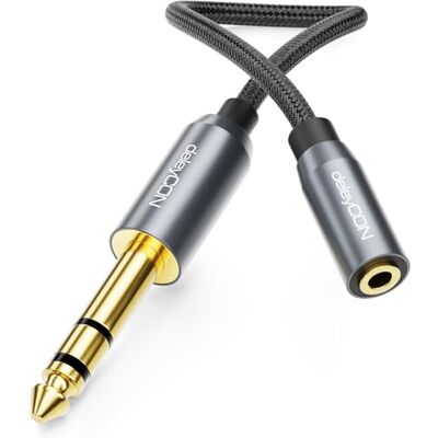 deleyCON 6,3mm a 3,5mm Jack ESTÉREO AUX Audio Adaptador TRS 6,3mm Conector a 3,5mm Hembra, 20cm para Auriculares, Altavoz, Guitarra, Amplificador, HiFi, Mezclador deleyCON 6,3mm a 3,5mm Jack ESTÉREO AUX Audio Adaptador TRS 6,3mm Conector a 3,5mm Hembra, 20cm para Auriculares, Altavoz, Guitarra, Amplificador, HiFi, Mezclador