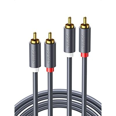 UGREEN Cable RCA, cable de audio de 1 m, cable auxiliar 2RCA a 2RCA, cable de altavoz, 2RCA macho a macho, cable de audio estéreo para cine en casa, altavoz, amplificador, tocadiscos, controlador de UGREEN Cable RCA, cable de audio de 1 m, cable auxiliar 2RCA a 2RCA, cable de altavoz, 2RCA macho a macho, cable de audio estéreo para cine en casa, altavoz, amplificador, tocadiscos, controlador de