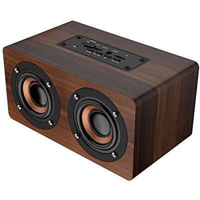 Bewinner Altavoz Bluetooth Retro de Madera con Subwoofer, Radio FM, HiFi, Portátil y Manos Libres Grano Marrón Bewinner Altavoz Bluetooth Retro de Madera con Subwoofer, Radio FM, HiFi, Portátil y Manos Libres Grano Marrón