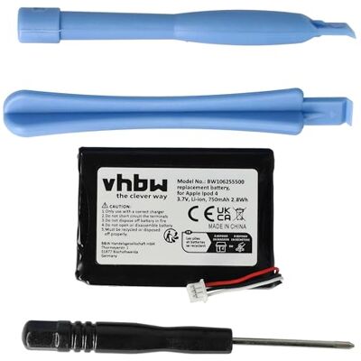 vhbw Batería Compatible con Apple iPod A1059 4G, 4.Generation, A1099 reproductor de música MP3 (750 mAh, 3,7 V, Li-Ion) vhbw Batería Compatible con Apple iPod A1059 4G, 4.Generation, A1099 reproductor de música MP3 (750 mAh, 3,7 V, Li-Ion)