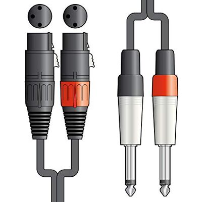 Citronic Chord 2 x XLR hembra a 2 x 6,3 mm mono Jack Plugs Classic Sterero Audio Cable 6 m Citronic Chord 2 x XLR hembra a 2 x 6,3 mm mono Jack Plugs Classic Sterero Audio Cable 6 m