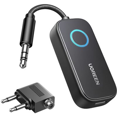 UGREEN AptX Transmisor Receptor Bluetooth 5.3 con Adaptador para Avión UGREEN AptX Transmisor Receptor Bluetooth 5.3 con Adaptador para Avión