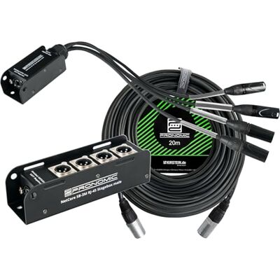 Pronomic NetCore SB-3M/SP-3F 20m Set, Stagebox, Toma RJ45 etherCON Stagebox con 4 conectores XLR (male), Dimensiones carcasa: 180 x 53 x 50 mm, Peso: aprox. 440 g, Cable De Ramificación, Dante Pronomic NetCore SB-3M/SP-3F 20m Set, Stagebox, Toma RJ45 etherCON Stagebox con 4 conectores XLR (male), Dimensiones carcasa: 180 x 53 x 50 mm, Peso: aprox. 440 g, Cable De Ramificación, Dante