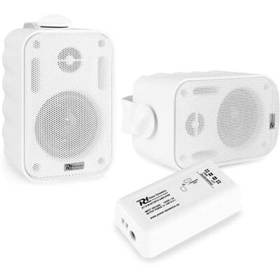Power Dynamics Sistema de Sonido Bluetooth Resistente a la Humedad – Altavoces 3” con Soportes + Amplificador Compacto + Cable de 10m – Ideal para baños, saunas, Jardines y Exteriores Cubiertos Power Dynamics Sistema de Sonido Bluetooth Resistente a la Humedad – Altavoces 3” con Soportes + Amplificador Compacto + Cable de 10m – Ideal para baños, saunas, Jardines y Exteriores Cubiertos