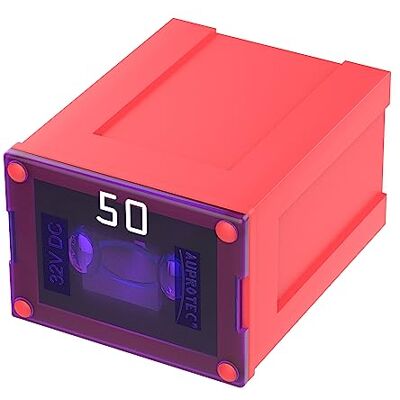 AUPROTEC Fusible de bloque hembra JCASE Low Profile OTO JLP hembra 20-60A, elección: 50A amperios, rojo, 1 pieza AUPROTEC Fusible de bloque hembra JCASE Low Profile OTO JLP hembra 20-60A, elección: 50A amperios, rojo, 1 pieza