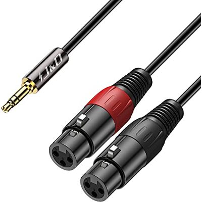 J&D 3.5mm (1/8") Macho a Doble XLR Hembra Cable, 2 XLR a 3.5mm TRS Interconexión Desequilibrada Adaptador de Cable de Audio Estéreo para Cámara Teléfono Inteligente Micrófono Portátil, 1,8 Meter J&D 3.5mm (1/8") Macho a Doble XLR Hembra Cable, 2 XLR a 3.5mm TRS Interconexión Desequilibrada Adaptador de Cable de Audio Estéreo para Cámara Teléfono Inteligente Micrófono Portátil, 1,8 Meter