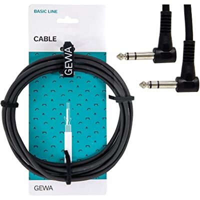 GEWA cable de conexión Basic Line0,9 m, negro, jack angular estéreo de 6,3 mm jack angular estéreo de 6,3 mm, GEWA cable de conexión Basic Line0,9 m, negro, jack angular estéreo de 6,3 mm jack angular estéreo de 6,3 mm,