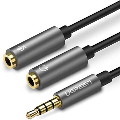 UGREEN Adaptador 3,5 Mm Mini Jack Aux Splitter Cable Microphone Plug 20Cm Prateado () UGREEN Adaptador 3,5 Mm Mini Jack Aux Splitter Cable Microphone Plug 20Cm Prateado ()
