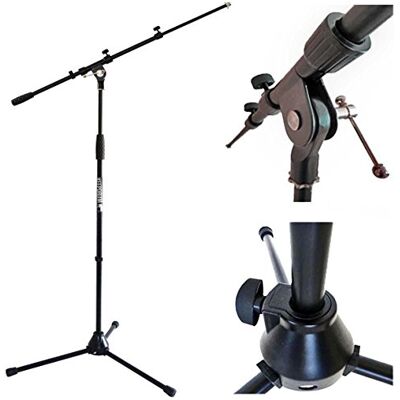 keepdrum MS106 BK Pie de Micrófono con Jirafa y Base de Metal, Trípode Microfono keepdrum MS106 BK Pie de Micrófono con Jirafa y Base de Metal, Trípode Microfono