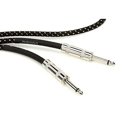 Hosa , Cloth Guitar Cable, Straight to Same, 18 ft, BK/AU Hosa , Cloth Guitar Cable, Straight to Same, 18 ft, BK/AU