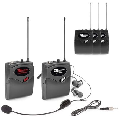 Power Dynamics Sistema guía UHF 1 transmisor y 4 receptores Ideal para grupos, alcance hasta 50 m, sonido claro, autonomía hasta 10 horas Power Dynamics Sistema guía UHF 1 transmisor y 4 receptores Ideal para grupos, alcance hasta 50 m, sonido claro, autonomía hasta 10 horas