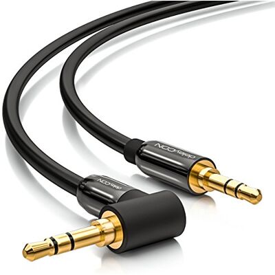 deleyCON 2m Cable Jack 3,5mm AUX Cable Estéreo Audio Conector Jack 1x 90° en ángulo para PC Portátil Móvil Smartphone Tablet Coche Receptor HiFi Negro deleyCON 2m Cable Jack 3,5mm AUX Cable Estéreo Audio Conector Jack 1x 90° en ángulo para PC Portátil Móvil Smartphone Tablet Coche Receptor HiFi Negro