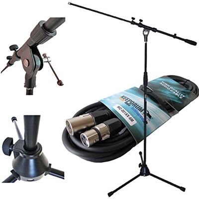 keepdrum MS106 BK Soporte para micrófono (con jirafa, cable XLR de 6 m), color negro keepdrum MS106 BK Soporte para micrófono (con jirafa, cable XLR de 6 m), color negro