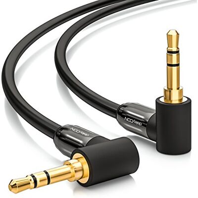 deleyCON 1,5m Cable de Audio Estéreo 3,5mm Conector Jack 90° Angulados para PC Portátil Móvil Smartphone Tableta Automóvil Receptor de Alta Fidelidad Negro deleyCON 1,5m Cable de Audio Estéreo 3,5mm Conector Jack 90° Angulados para PC Portátil Móvil Smartphone Tableta Automóvil Receptor de Alta Fidelidad Negro