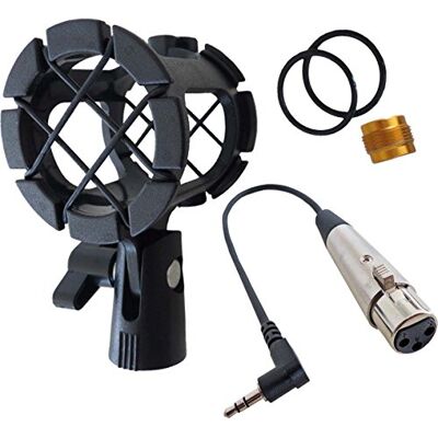 keepdrum pcmh1 araña de micrófono elástico soporte + MC de 025 X J 0,3 m XLR3 F – 3,5 mm TRS cable keepdrum pcmh1 araña de micrófono elástico soporte + MC de 025 X J 0,3 m XLR3 F – 3,5 mm TRS cable