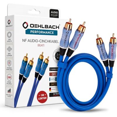 OEHLBACH Beat Stereo Audiokabel Cinch-Kabel Set für CD-Player & Verstärker (effektive Schirmung & OFC Kupfer) blau 1m, 1,0 m OEHLBACH Beat Stereo Audiokabel Cinch-Kabel Set für CD-Player & Verstärker (effektive Schirmung & OFC Kupfer) blau 1m, 1,0 m