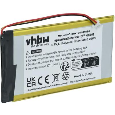 vhbw Batería Compatible con Creative Labs Zen Vision M M 30GB Reproductor de música MP3 (1700 mAh, 3,7 V, polímero de litio) vhbw Batería Compatible con Creative Labs Zen Vision M M 30GB Reproductor de música MP3 (1700 mAh, 3,7 V, polímero de litio)
