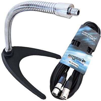 keepdrum Ms60 mesa trípode Micrófono staender Cuello de cisne cromo + 6 m XLR de cable keepdrum Ms60 mesa trípode Micrófono staender Cuello de cisne cromo + 6 m XLR de cable